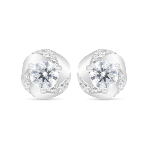 [EAR01WCZ00000C407] Sterling Silver 925 Earring Rhodium Plated Embedded With White Zircon