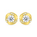 Sterling Silver 925 Earring Gold Plated Embedded With White Zircon