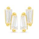 Sterling Silver 925 Earring Gold Plated Embedded With White Zircon