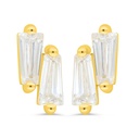 Sterling Silver 925 Earring Gold Plated Embedded With White Zircon