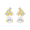 Sterling Silver 925 Earring Gold Plated Embedded With White Zircon