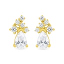 Sterling Silver 925 Earring Gold Plated Embedded With White Zircon