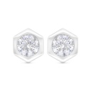 Sterling Silver 925 Earring Rhodium Plated Embedded With White Zircon