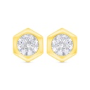 Sterling Silver 925 Earring Gold Plated Embedded With White Zircon