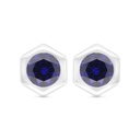 Sterling Silver 925 Earring Rhodium Plated Embedded With Sapphire Corundum 