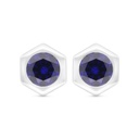 Sterling Silver 925 Earring Rhodium Plated Embedded With Sapphire Corundum 