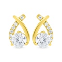 Sterling Silver 925 Earring Gold Plated Embedded With White Zircon