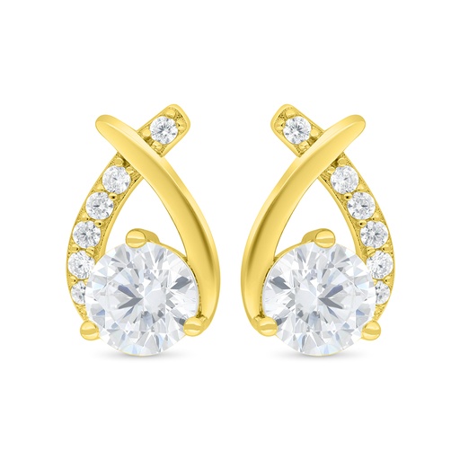 [EAR02WCZ00000C411] Sterling Silver 925 Earring Gold Plated Embedded With White Zircon
