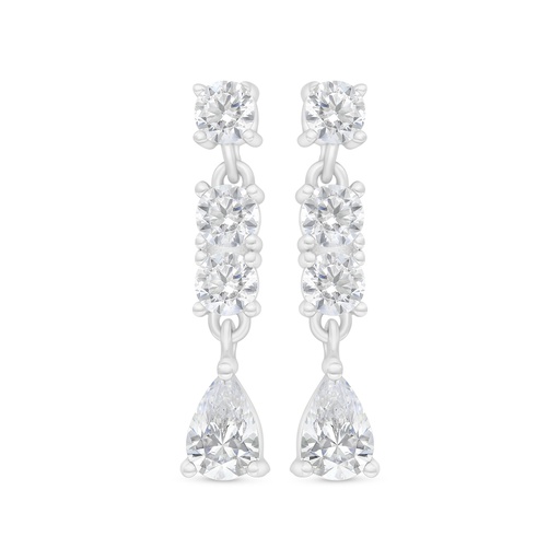 [EAR01WCZ00000C412] Sterling Silver 925 Earring Rhodium Plated Embedded With White Zircon
