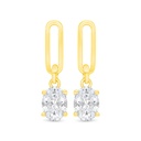 Sterling Silver 925 Earring Gold Plated Embedded With White Zircon