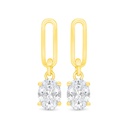 Sterling Silver 925 Earring Gold Plated Embedded With White Zircon