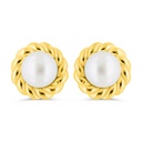 Sterling Silver 925 Earring Golden Plated Embedded With White Shell Pearl 