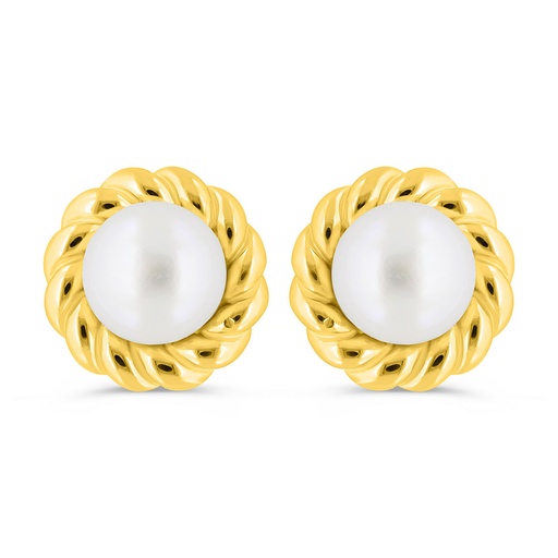 [EAR02PRL00000C415] Sterling Silver 925 Earring Golden Plated Embedded With White Shell Pearl 