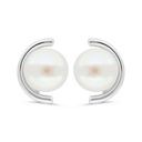 Sterling Silver 925 Earring Rhodium Plated Embedded With White Shell Pearl 