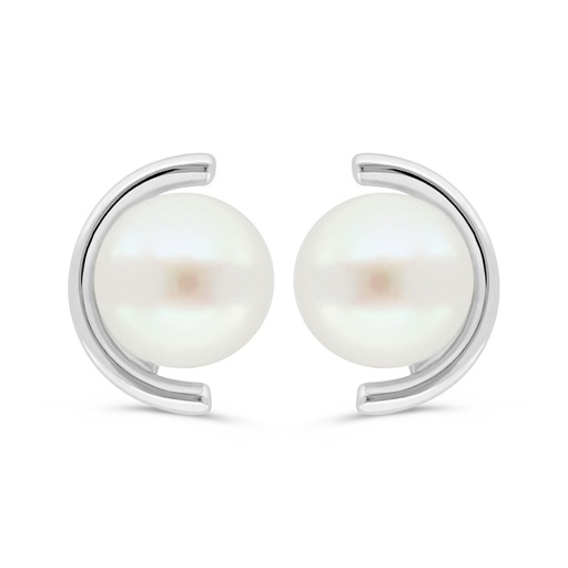 [EAR01PRL00000C418] Sterling Silver 925 Earring Rhodium Plated Embedded With White Shell Pearl 