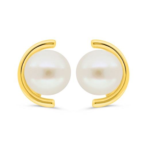 [EAR02PRL00000C418] Sterling Silver 925 Earring Golden Plated Embedded With White Shell Pearl 