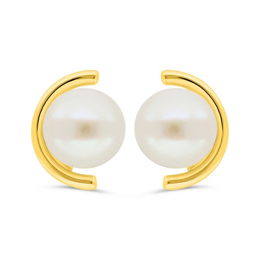 [EAR02PRL00000C418] Sterling Silver 925 Earring Golden Plated Embedded With White Shell Pearl 