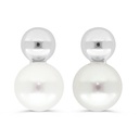 Sterling Silver 925 Earring Rhodium Plated Embedded With White Shell Pearl 