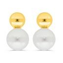 Sterling Silver 925 Earring Golden Plated Embedded With White Shell Pearl 