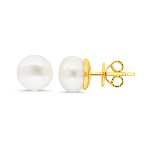 [EAR02PRL00000C425] Sterling Silver 925 Earring Golden Plated Embedded With White Shell Pearl 