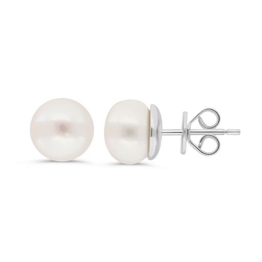[EAR01PRL00000C427] Sterling Silver 925 Earring  Rhodium Plated Embedded With White Shell Pearl 