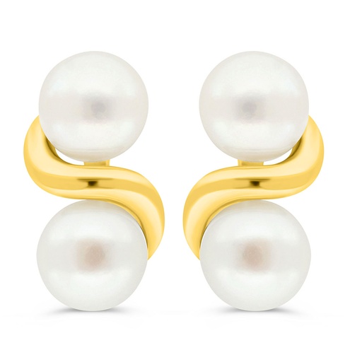 [EAR02PRL00000C429] Sterling Silver 925 Earring Golden Plated Embedded With White Shell Pearl 