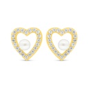 Sterling Silver 925 Earring Golden Plated Embedded With White Shell Pearl And White Zircon