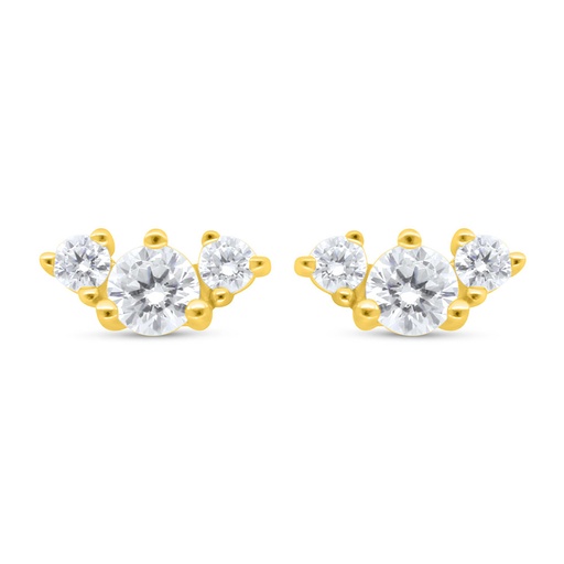 [EAR02WCZ00000C434] Sterling Silver 925 Earring Golden Plated Embedded With White Zircon