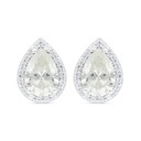 Sterling Silver 925 Earring Rhodium Plated Embedded With Yellow Zircon And White Zircon