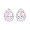 Sterling Silver 925 Earring Rhodium Plated Embedded With Pink Zircon And White Zircon