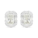 Sterling Silver 925 Earring Rhodium Plated Embedded With White Zircon