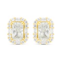 Sterling Silver 925 Earring Golden Plated Embedded With White Zircon