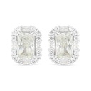 Sterling Silver 925 Earring Rhodium Plated Embedded With Yellow Zircon And White Zircon