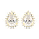 Sterling Silver 925 Earring Golden Plated Embedded With White Zircon