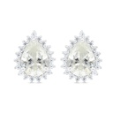 Sterling Silver 925 Earring Rhodium Plated Embedded With Yellow Zircon And White Zircon