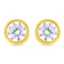 Sterling Silver 925 Earring Golden Plated Embedded With White Zircon