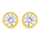 Sterling Silver 925 Earring Golden Plated Embedded With White Zircon