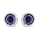 Sterling Silver 925 Earring Rhodium Plated Embedded With Sapphire Corundum 