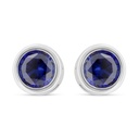 Sterling Silver 925 Earring Rhodium Plated Embedded With Sapphire Corundum 