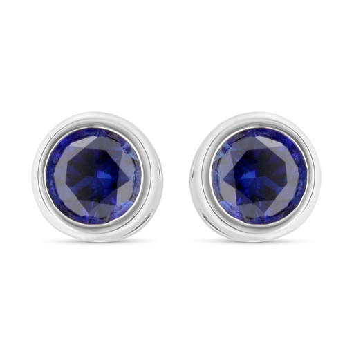 [EAR01SAP00000C438] Sterling Silver 925 Earring Rhodium Plated Embedded With Sapphire Corundum 
