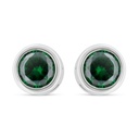 Sterling Silver 925 Earring Rhodium Plated Embedded With Emerald Zircon