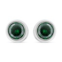 Sterling Silver 925 Earring Rhodium Plated Embedded With Emerald Zircon