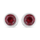 Sterling Silver 925 Earring Rhodium Plated Embedded With Ruby Corundum