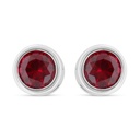 Sterling Silver 925 Earring Rhodium Plated Embedded With Ruby Corundum