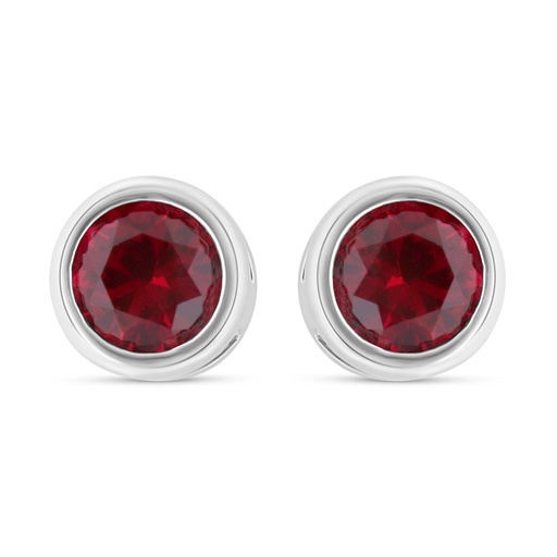 [EAR01RUB00000C438] Sterling Silver 925 Earring Rhodium Plated Embedded With Ruby Corundum