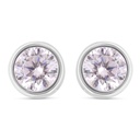 Sterling Silver 925 Earring Rhodium Plated Embedded With Pink Zircon