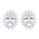 Sterling Silver 925 Earring Rhodium Plated Embedded With White Zircon