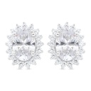 Sterling Silver 925 Earring Rhodium Plated Embedded With White Zircon