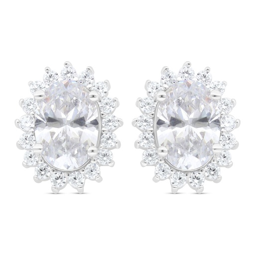 [EAR01WCZ00000C439] Sterling Silver 925 Earring Rhodium Plated Embedded With White Zircon