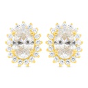 Sterling Silver 925 Earring Golden Plated Embedded With White Zircon